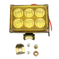 External 12V 18W Six Square LED Headlights Yellow Light Floodlight Motorcycle Super Bright