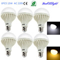 220v Globe Bulbs 15w E27 6pcs Smd Led 1000lm