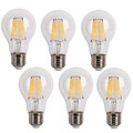 A60 Warm White Ac 220-240 V E26/e27 Led Filament Bulbs 6 Pcs A19 Cob