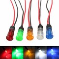 White with Wire LED Dash Panel Indicator 12V 8mm Green Amber Blue Light Lamp Red