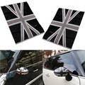 2pcs Black Mini Cooper Flag Union Jack Vinyl Stickers Mirrors