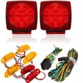 Amber Kit Turn Brake Square Tail Stop LED Light Side Marker Lamp Truck Trailer