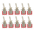 DPDT On-Off-On 10pcs 5A Red 6 PINs 3 Position 120Vac 2A Toggle Switch 250VAC