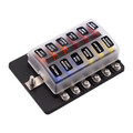 Circuit Standard Blade Fuse box 12 Way Block Holder 32V Car Caravan Kit 12V