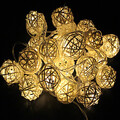 White Balls Party 20 Pcs Patio Rattan String Light