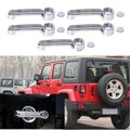 One 4 Pcs Door Handle Cover Trim Jeep Wrangler JK Silver ABS