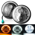 Angel Eyes LED Turn Signal Headlight Hi Lo Beam Harley Davidson DRL 7Inch Jeep Cherokee