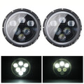 Beam Hi Lo 6500K LED Headlights 60W H4 H13 IP67 7Inch Jeep Wrangler JK 2Pcs