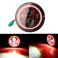 Red 7Inch 6000K LED Halo Wrangler Angle Eyes Beam Headlight Light For Jeep Turn White DRL