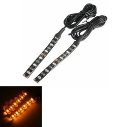 Universal Motorcycle Bike Amber LED 2Pcs Turn Signal Indicator Blinker 5630 SMD Strip Light