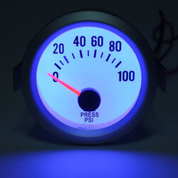 Blue LED Face Oil Pressure Gauge White Electrical New