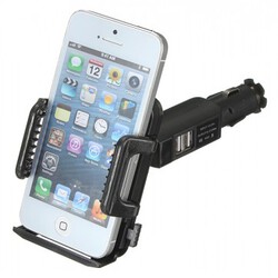 Adjustable Rotation Car Cigarette Lighter Dual USB PhonE-mount Holder