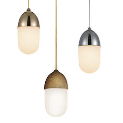 Finish Wooden Carbon Chrome Corn Pendant Lamp Steel