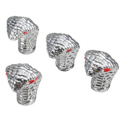 4pcs Design Universal Silver Tire Tyre Valve Cobra Dust Cap Car Truck Snake