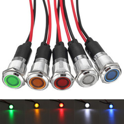 12V Panel Dash Boat Metal Indicator 12mm LED Lamp Warning Light