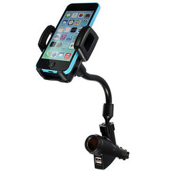 Mount Holder Phone Charger Motorcycle Dual USB Cigarette Lighter