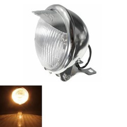 Headlight Round Autocycle Shiny Motorcycle Motor Bike Chrome 12V